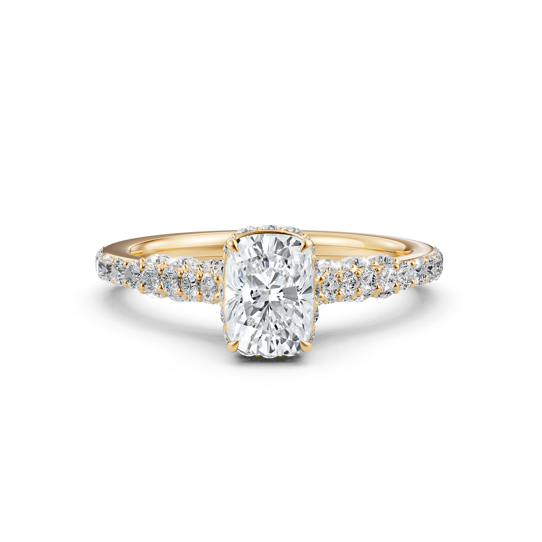 Cushion Women's Lab Grown Diamond Engagement Pave Set Ring