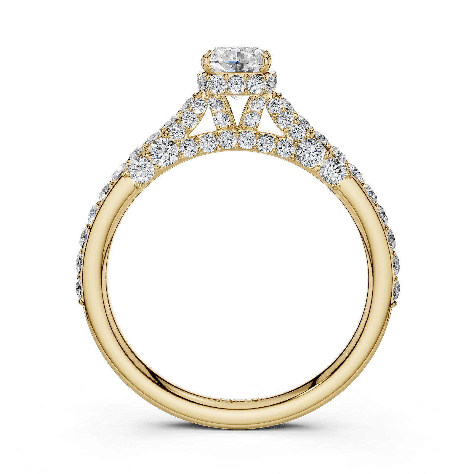 Round Lab Grown Diamond Engagement Pave Set Ring 1.15 Ctw