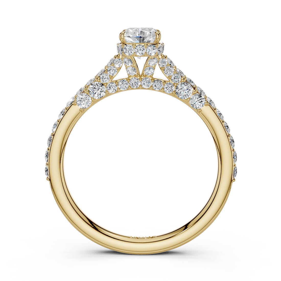 Round Lab Grown Diamond Engagement Pave Set Ring 1.15 Ctw