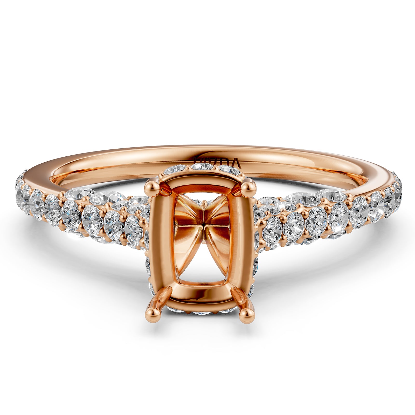 Round Lab Grown Diamond Pave Engagement Ring Semi Mount | 0.65 Ct | R21902R