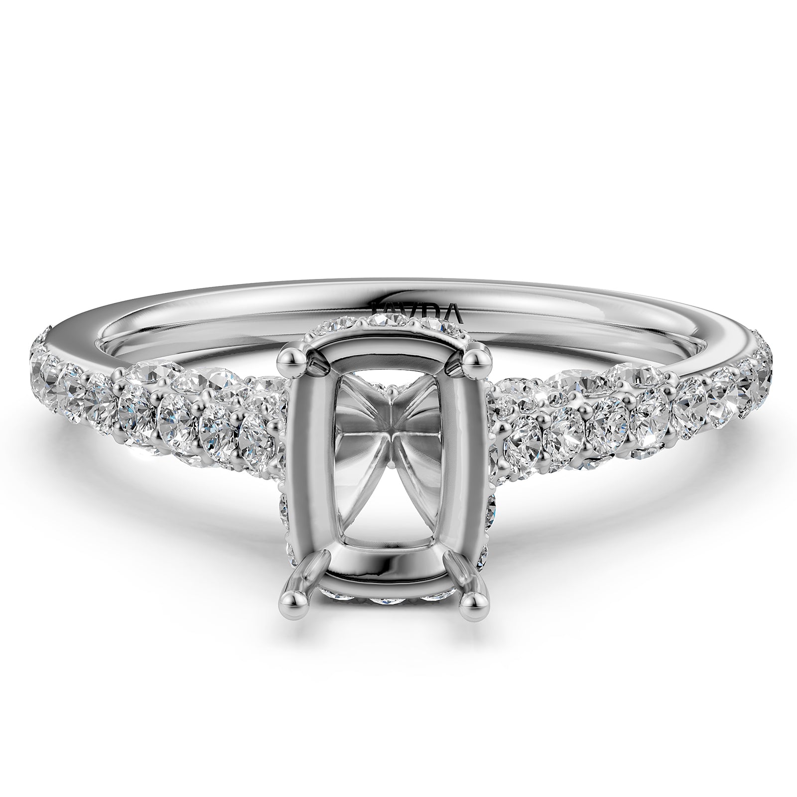 Round Lab Grown Diamond Pave Engagement Ring Semi Mount | 0.65 Ct | R21902R