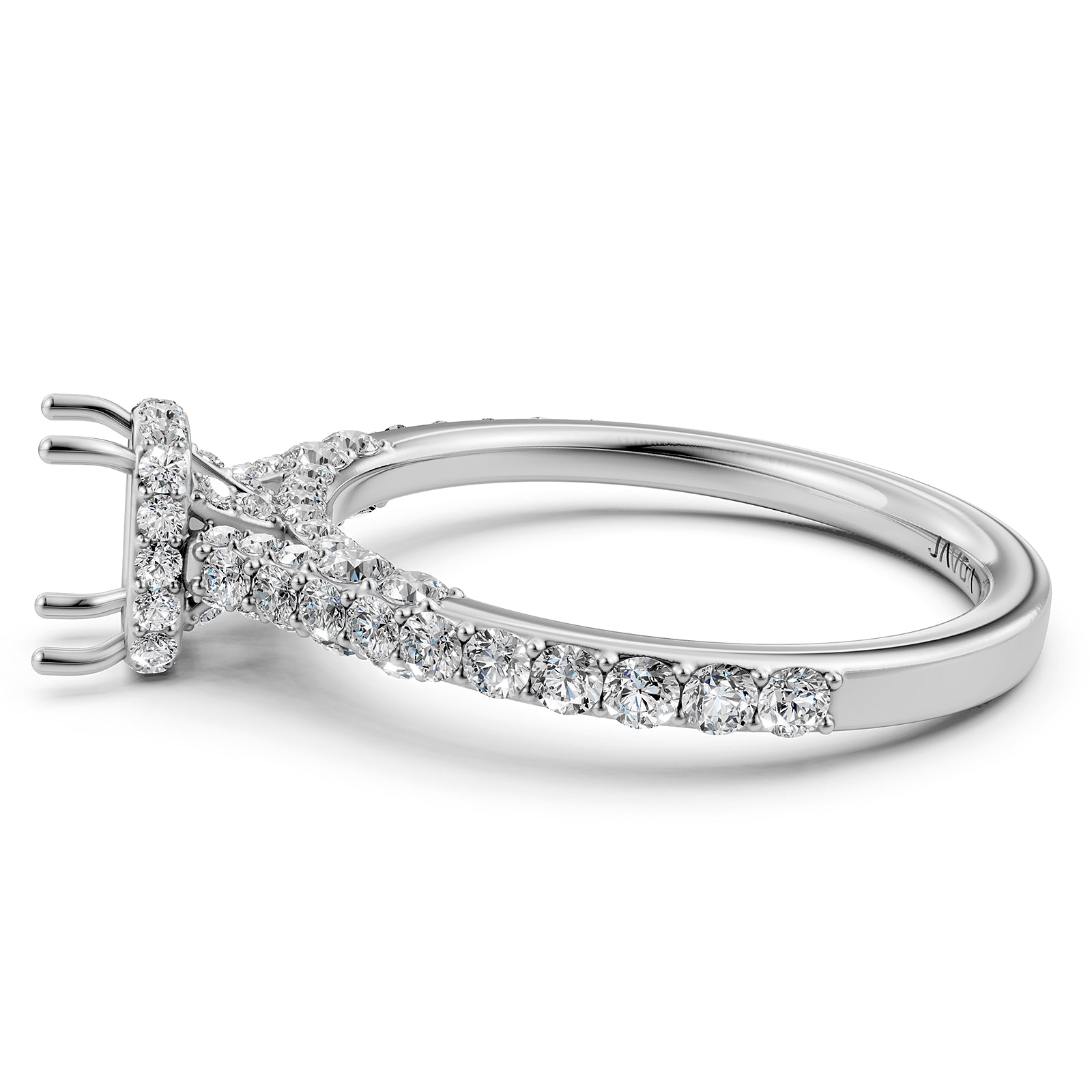 Round Lab Grown Diamond Pave Engagement Ring Semi Mount | 0.65 Ct | R21902R