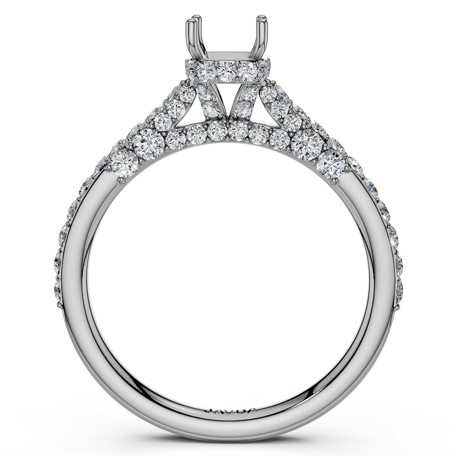 Round Lab Grown Diamond Pave Engagement Ring Semi Mount | 0.65 Ct | R21902R