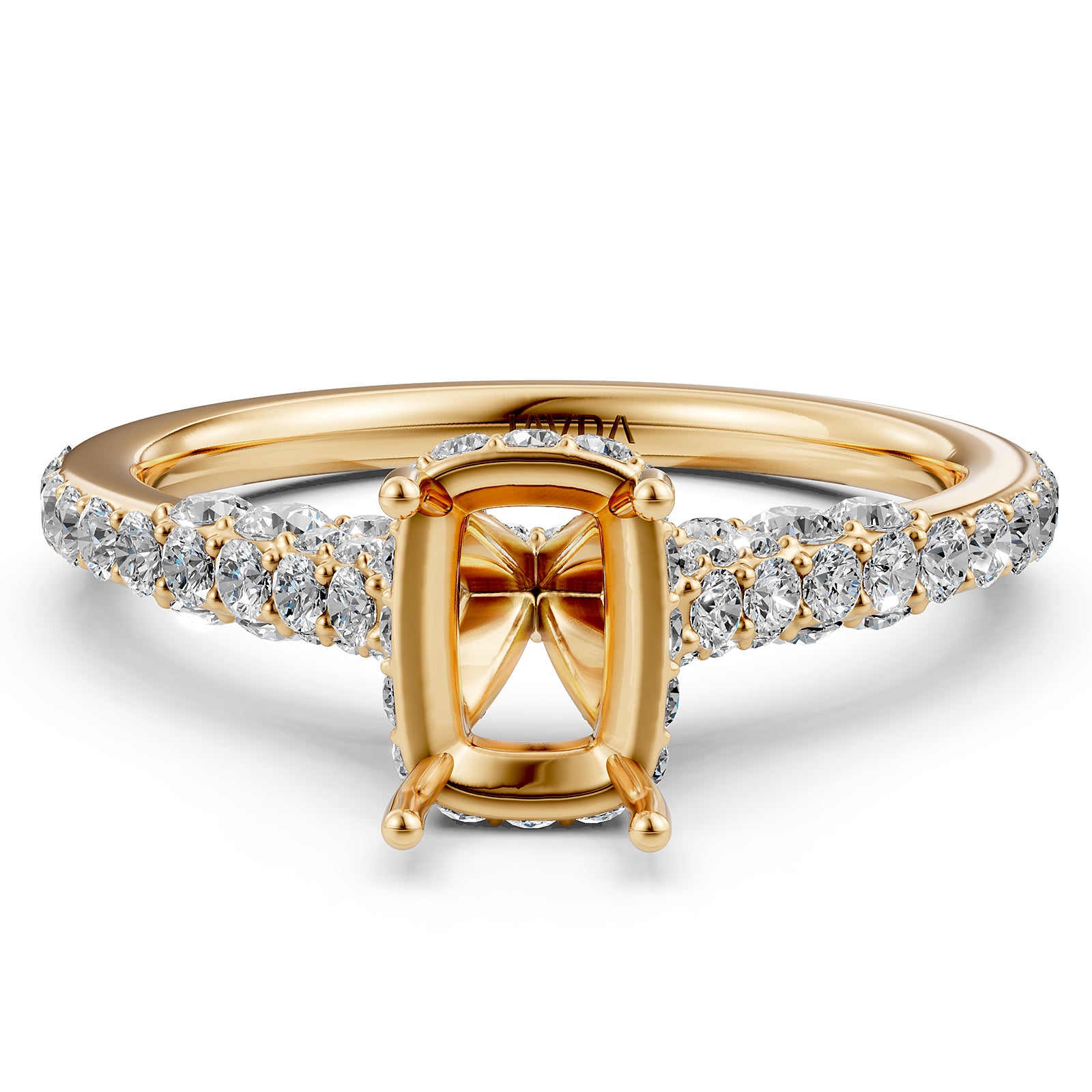 Round Lab Grown Diamond Pave Engagement Ring Semi Mount | 0.65 Ct | R21902R