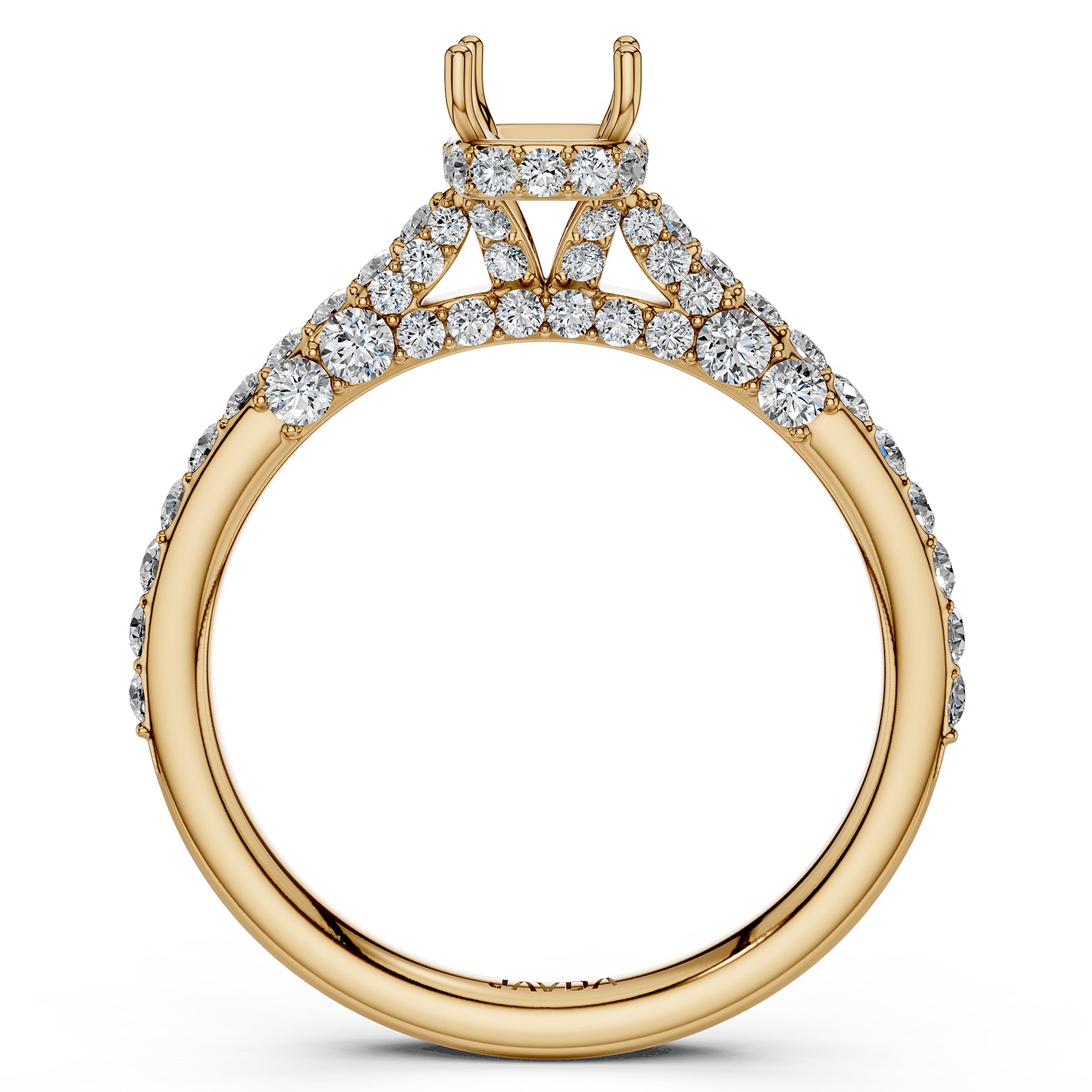 Round Lab Grown Diamond Pave Engagement Ring Semi Mount | 0.65 Ct | R21902R