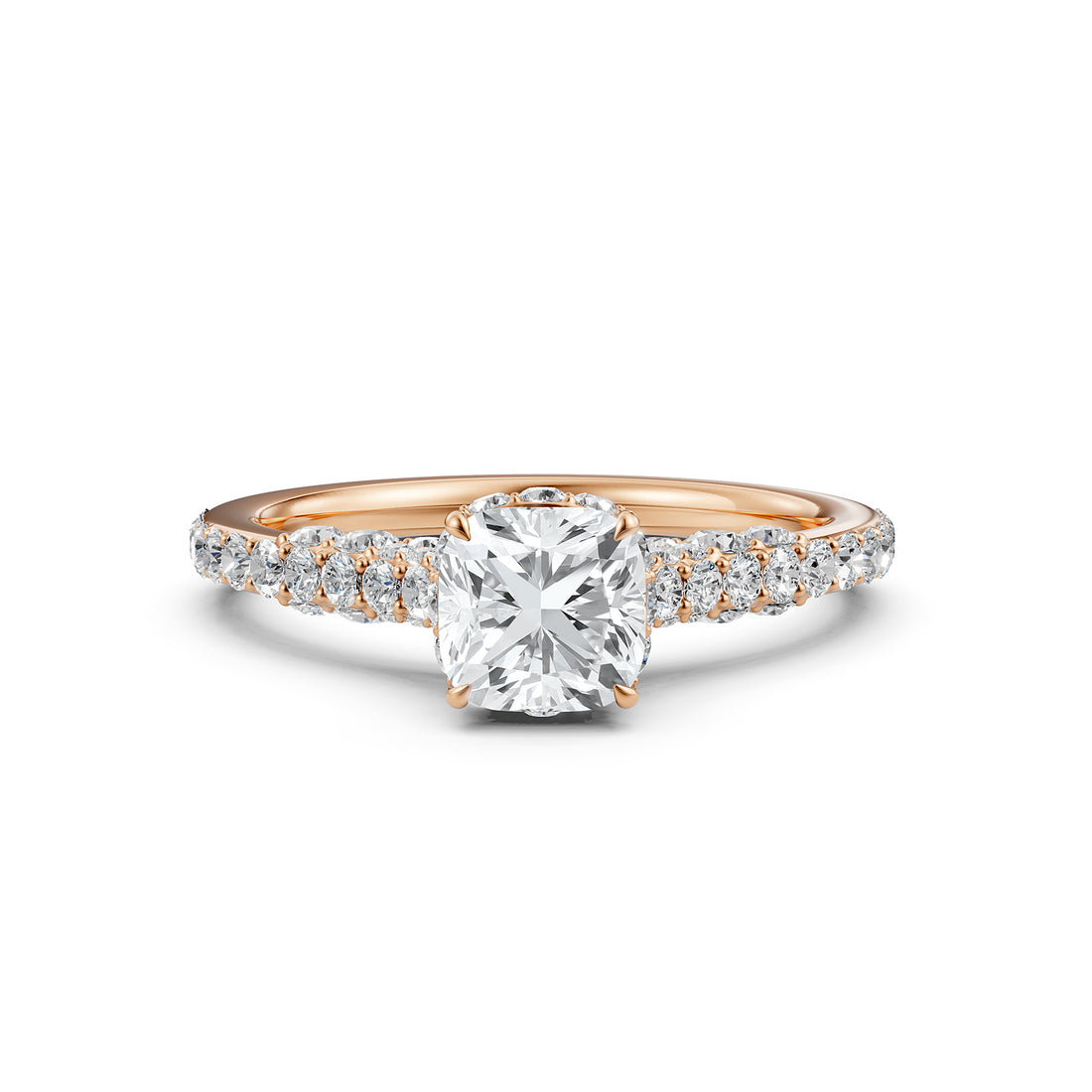 Round Lab Grown Diamond Engagement Pave Set Ring 1.15 Ctw