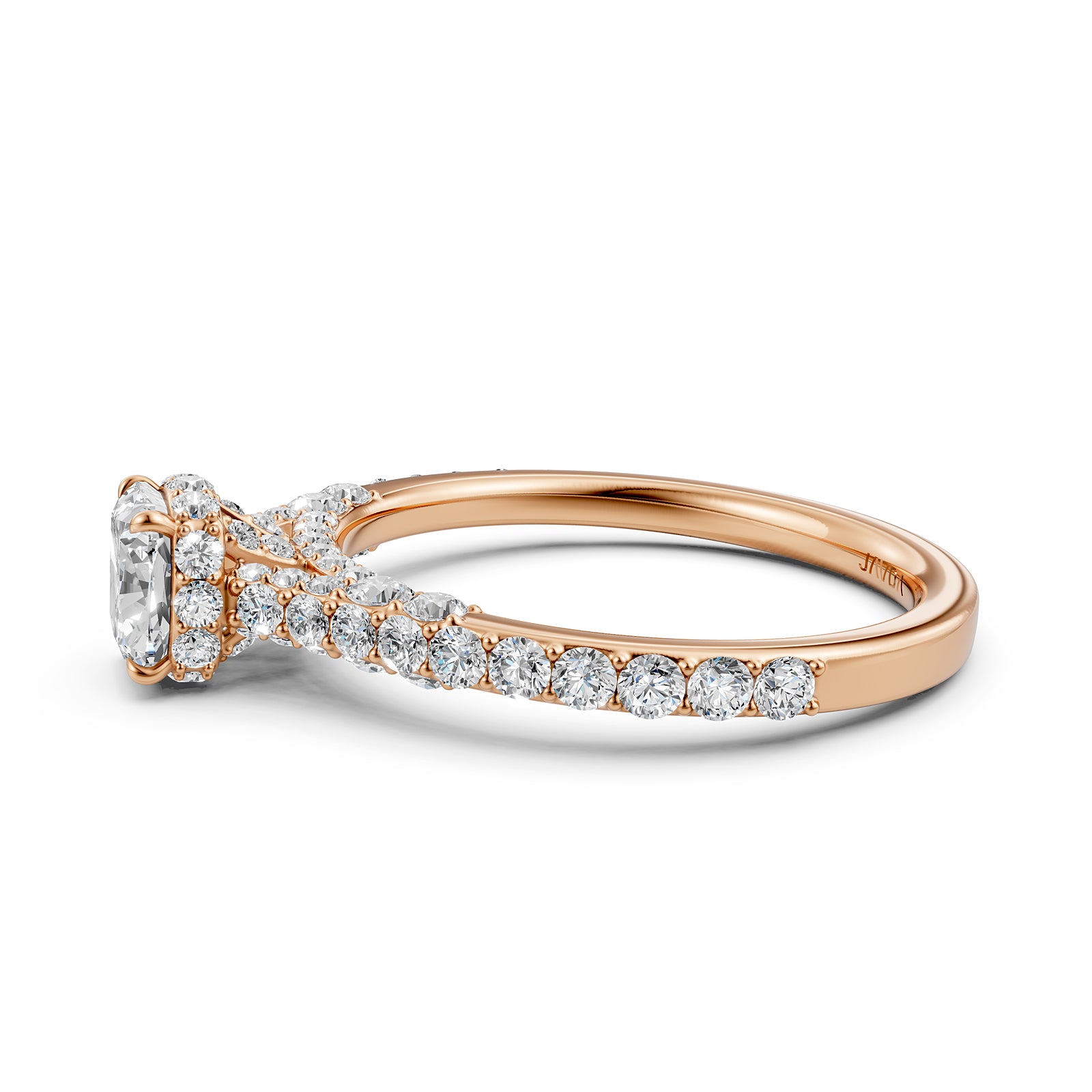 Cushion Cut Women's Lab Grown Diamond Engagement Pave Set Ring