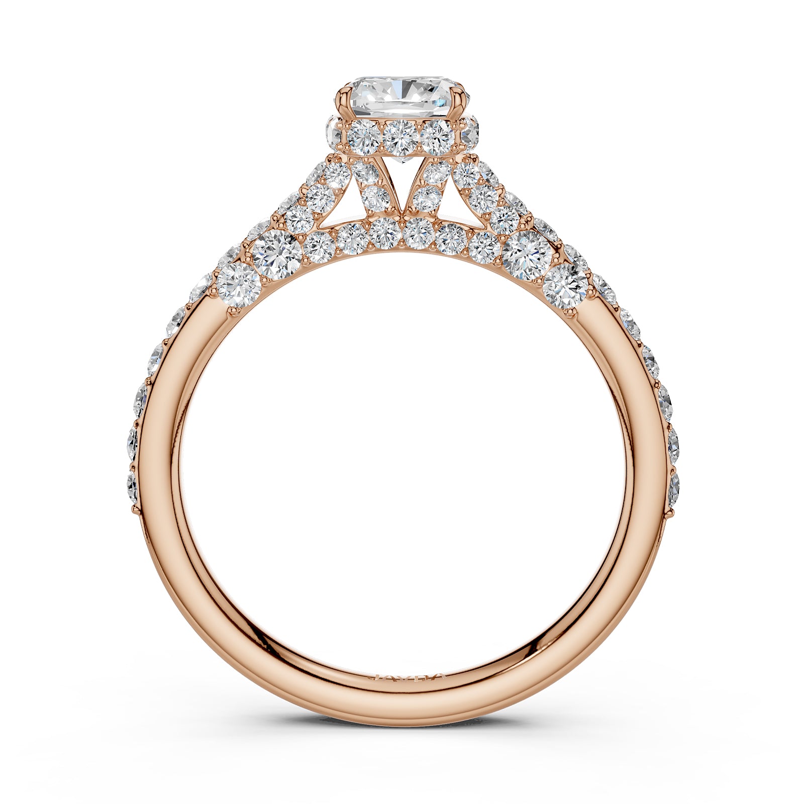 Round Lab Grown Diamond Engagement Pave Set Ring 1.15 Ctw