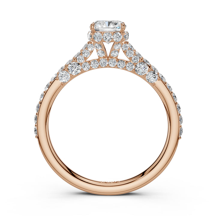 Round Lab Grown Diamond Engagement Pave Set Ring 1.15 Ctw