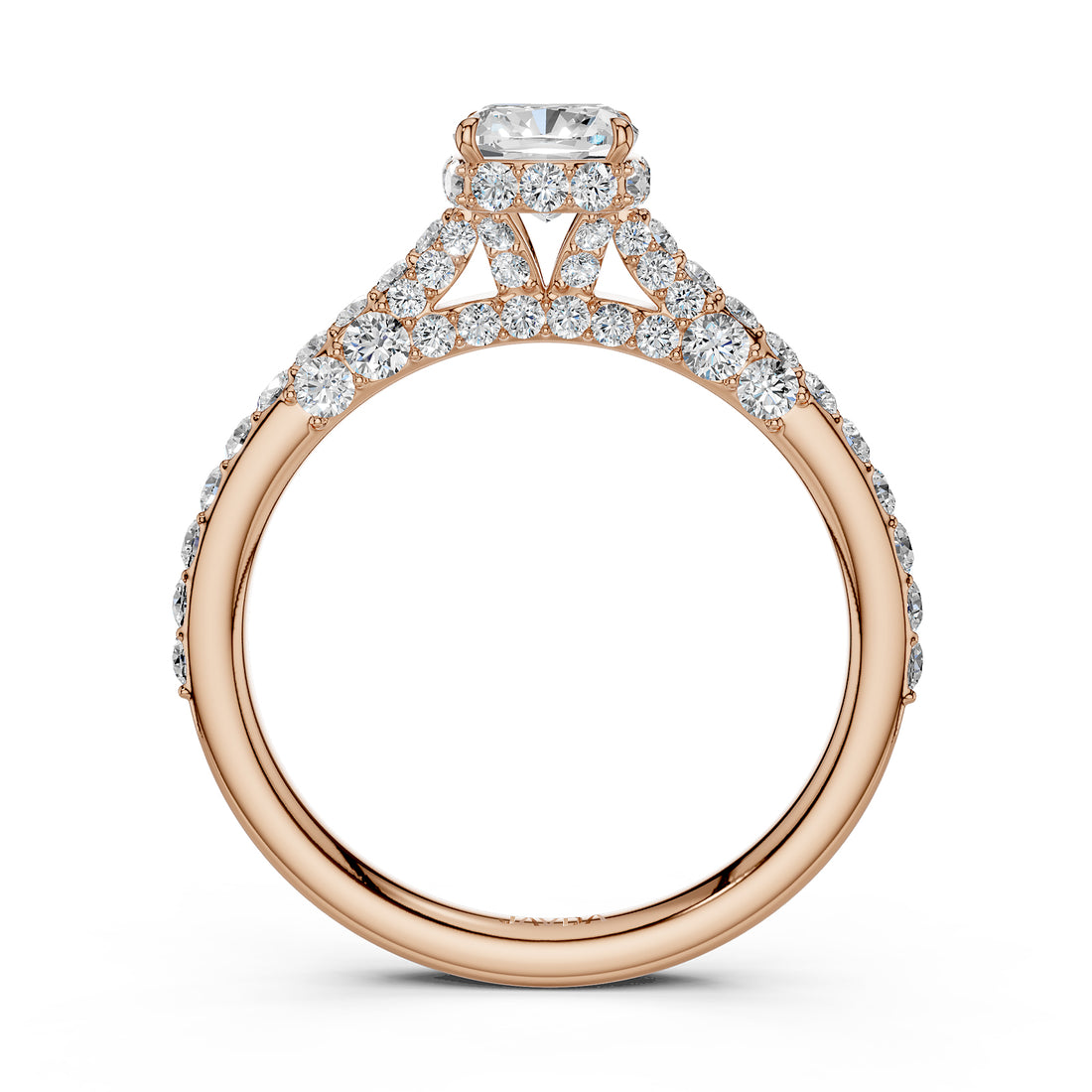 Cushion Cut Women's Lab Grown Diamond Engagement Pave Set Ring