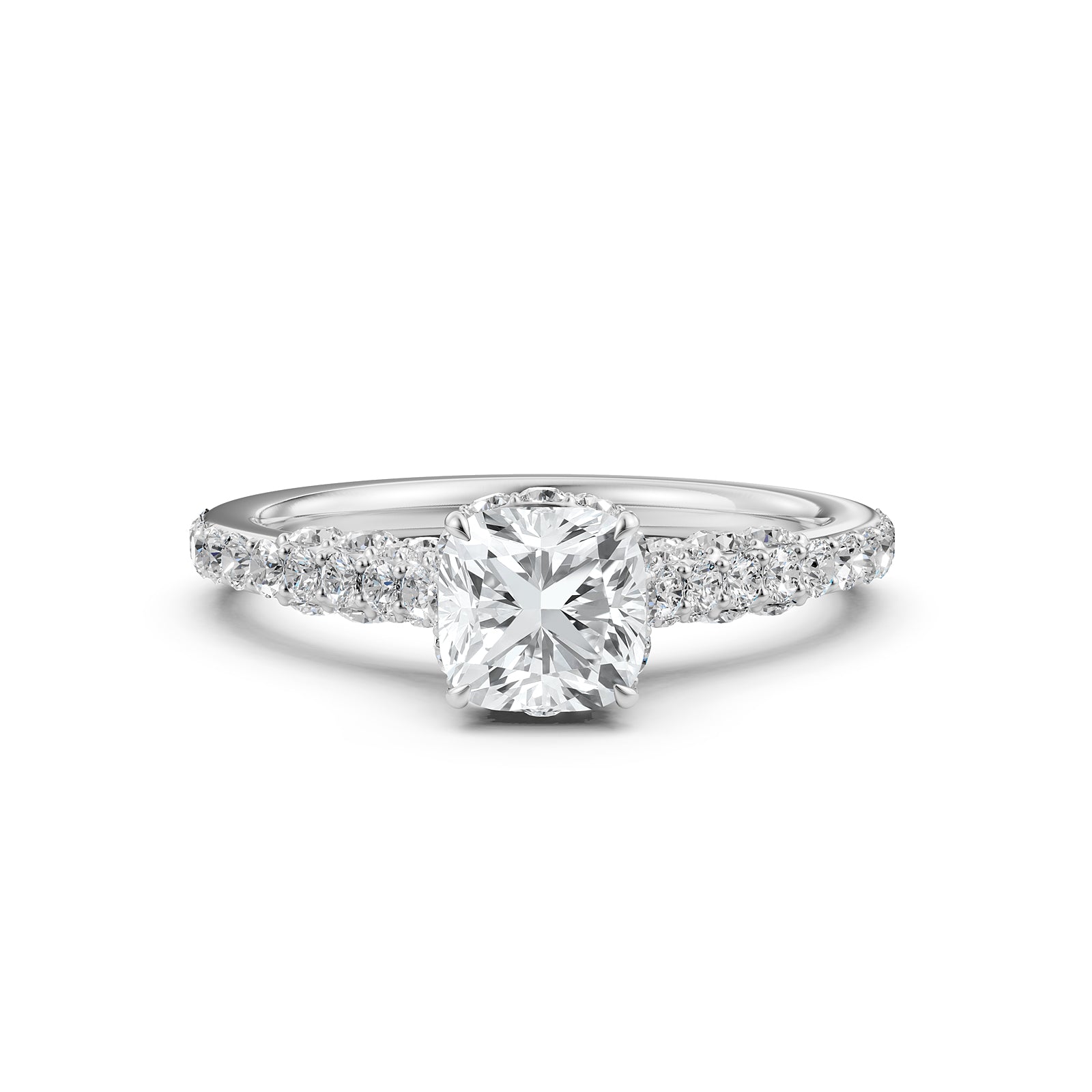 Round Lab Grown Diamond Engagement Pave Set Ring 1.15 Ctw