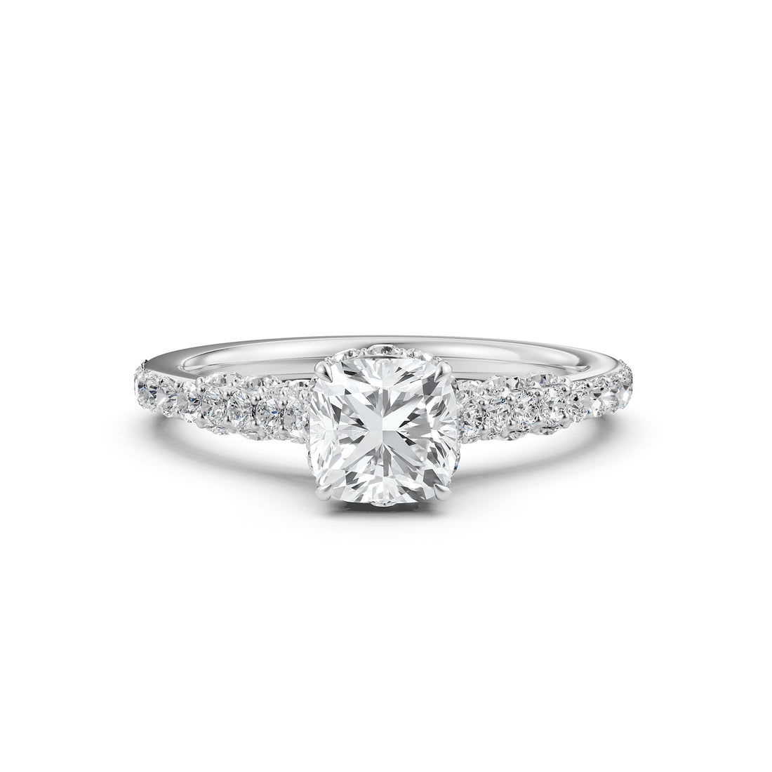 Round Lab Grown Diamond Engagement Pave Set Ring 1.15 Ctw