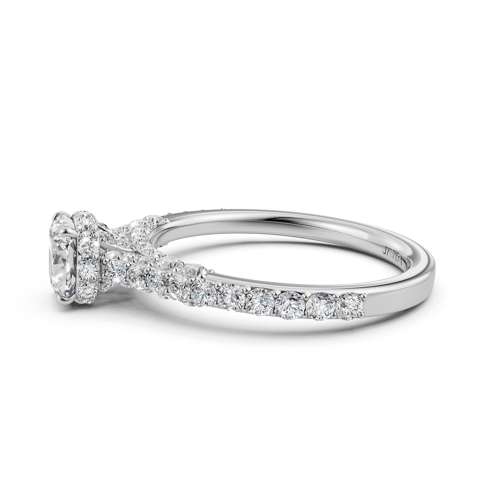 Round Lab Grown Diamond Engagement Pave Set Ring 1.15 Ctw