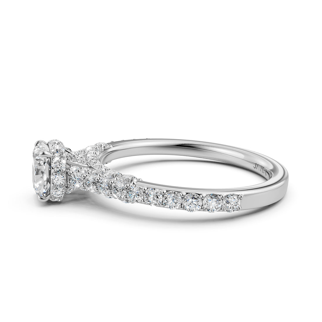 Cushion Cut Women's Lab Grown Diamond Engagement Pave Set Ring