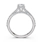 Cushion Cut Women's Lab Grown Diamond Engagement Pave Set Ring