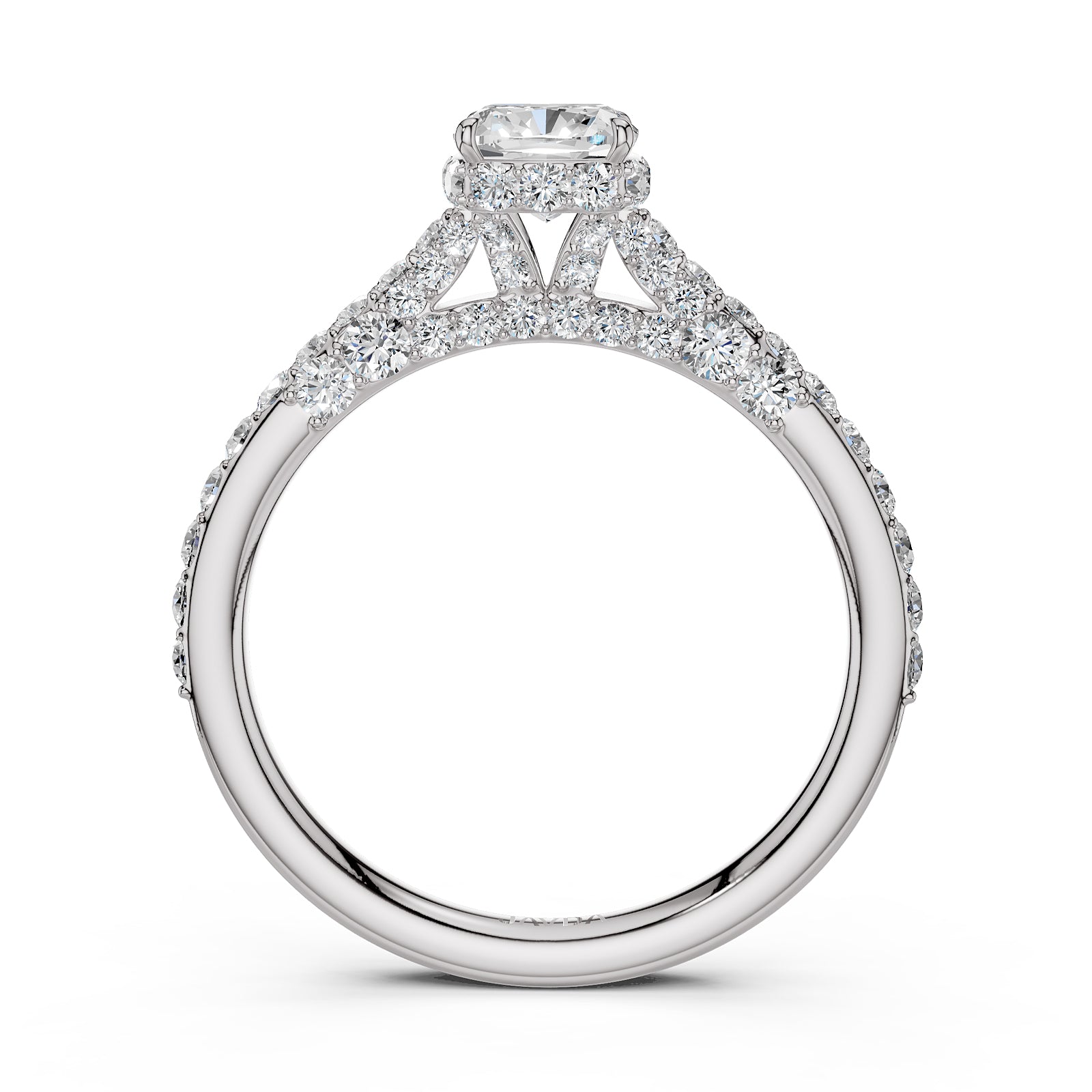 Cushion Cut Women's Lab Grown Diamond Engagement Pave Set Ring