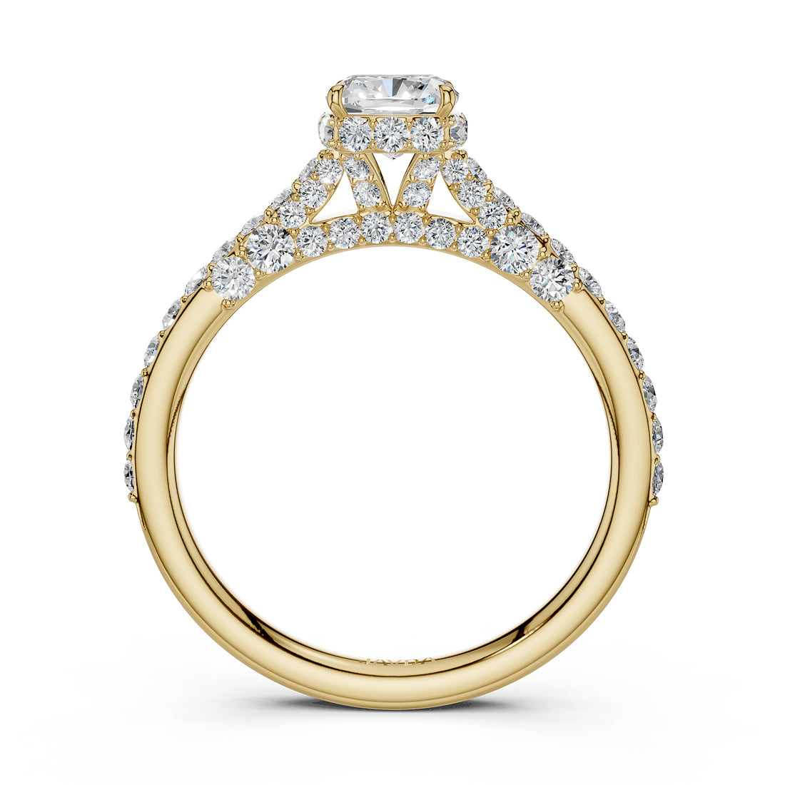 Cushion Cut Women's Lab Grown Diamond Engagement Pave Set Ring