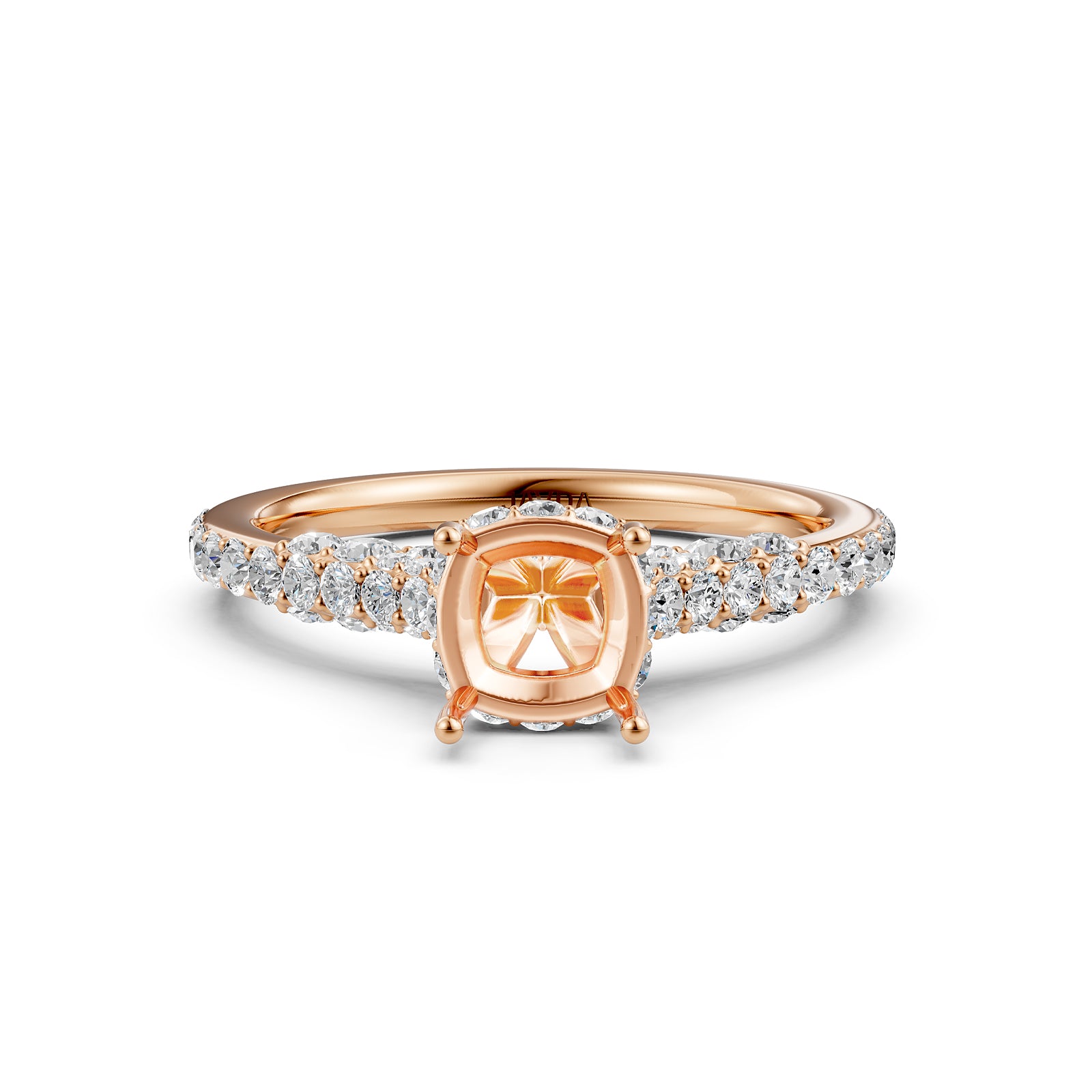 Round Lab Grown Diamond Pave Engagement Ring Semi Mount | 0.65 Ct | R21902R