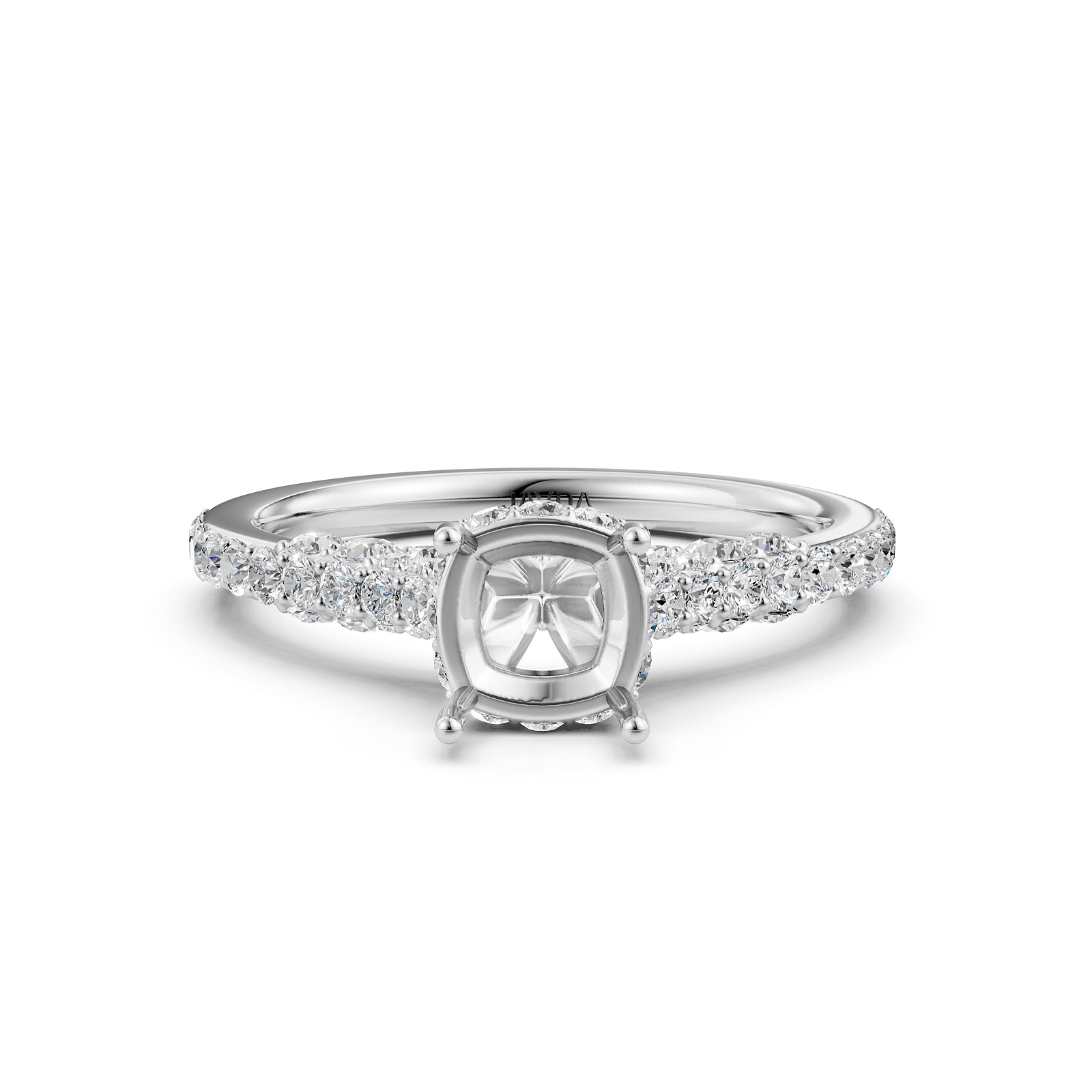 Round Lab Grown Diamond Pave Engagement Ring Semi Mount | 0.65 Ct | R21902R