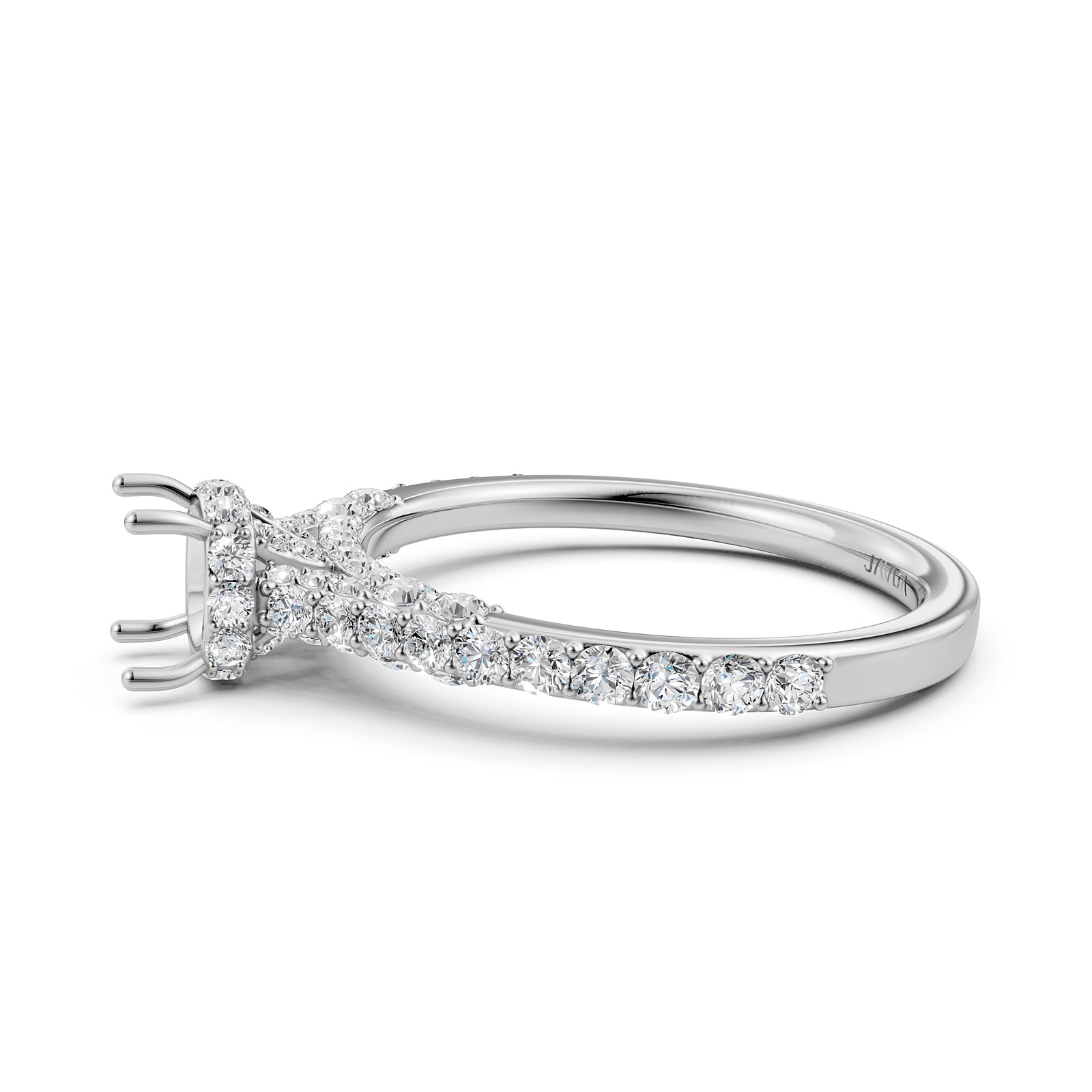 Round Lab Grown Diamond Pave Engagement Ring Semi Mount | 0.65 Ct | R21902R