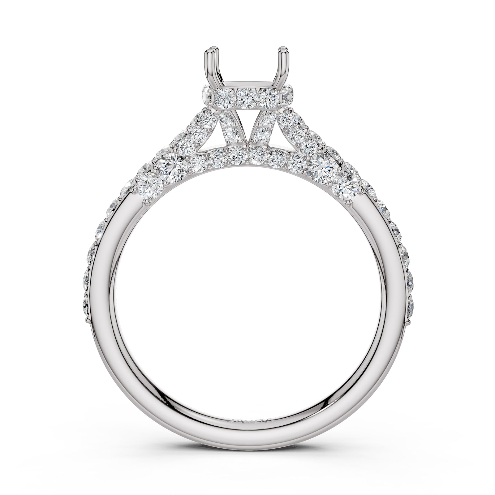 Round Lab Grown Diamond Pave Engagement Ring Semi Mount | 0.65 Ct | R21902R