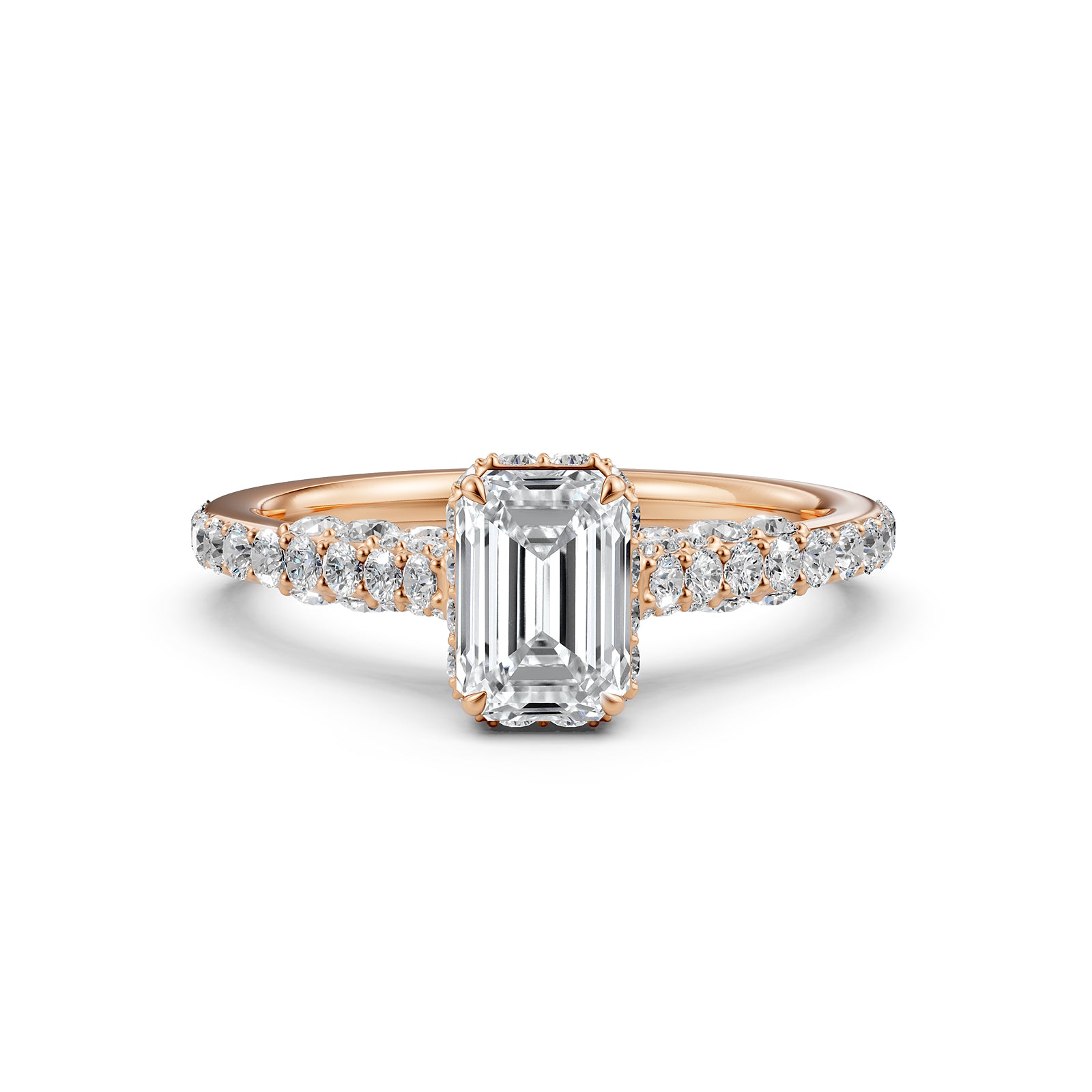 Round Lab Grown Diamond Engagement Pave Set Ring 1.15 Ctw