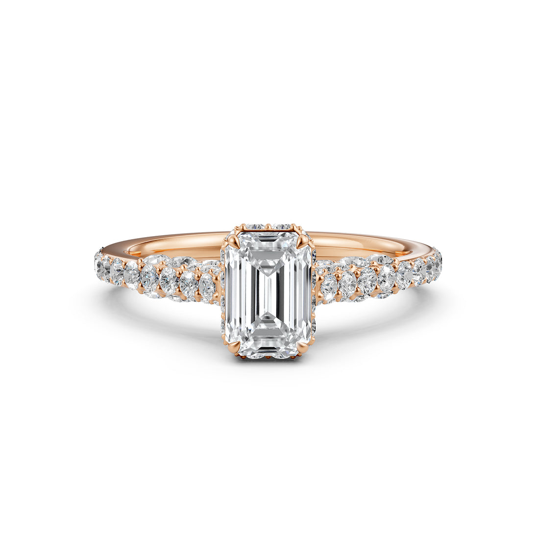 Emerald Women's Lab Grown Diamond Engagement Pave Set Ring