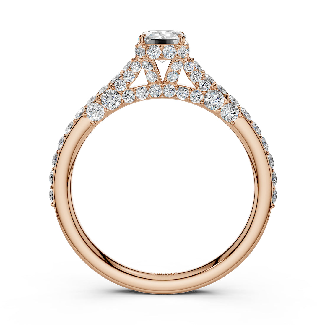 Round Lab Grown Diamond Engagement Pave Set Ring 1.15 Ctw