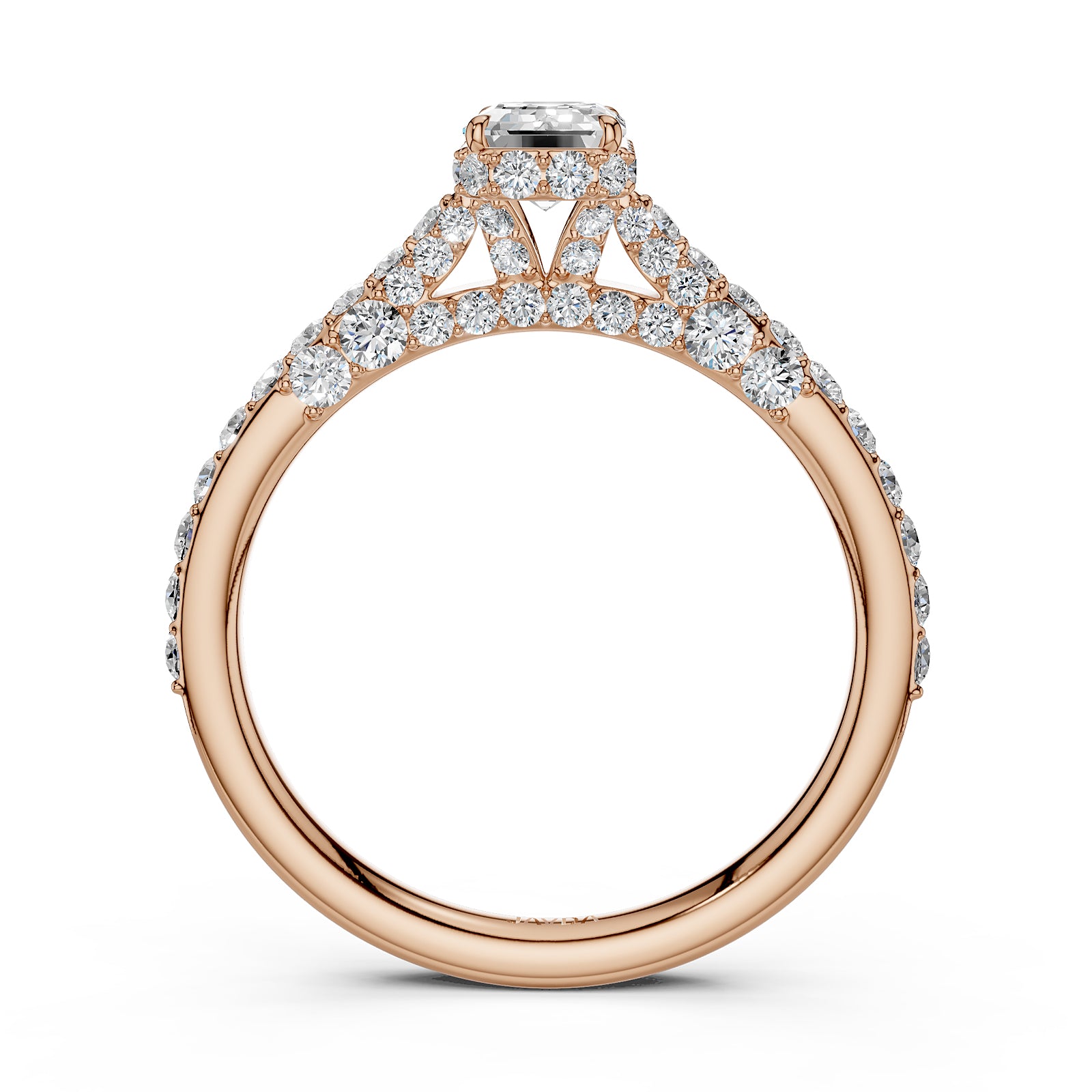 Emerald Women's Lab Grown Diamond Engagement Pave Set Ring