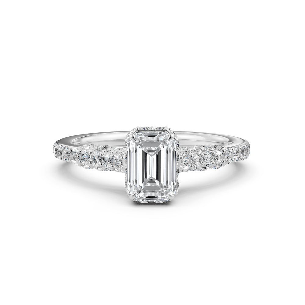 Emerald Women's Lab Grown Diamond Engagement Pave Set Ring