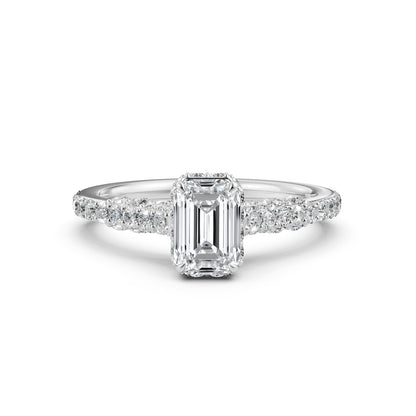 Emerald Women's Lab Grown Diamond Engagement Pave Set Ring