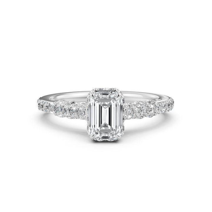 Emerald Women's Lab Grown Diamond Engagement Pave Set Ring