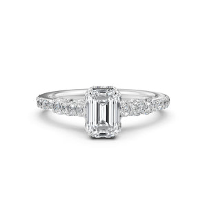 Emerald Women's Lab Grown Diamond Engagement Pave Set Ring