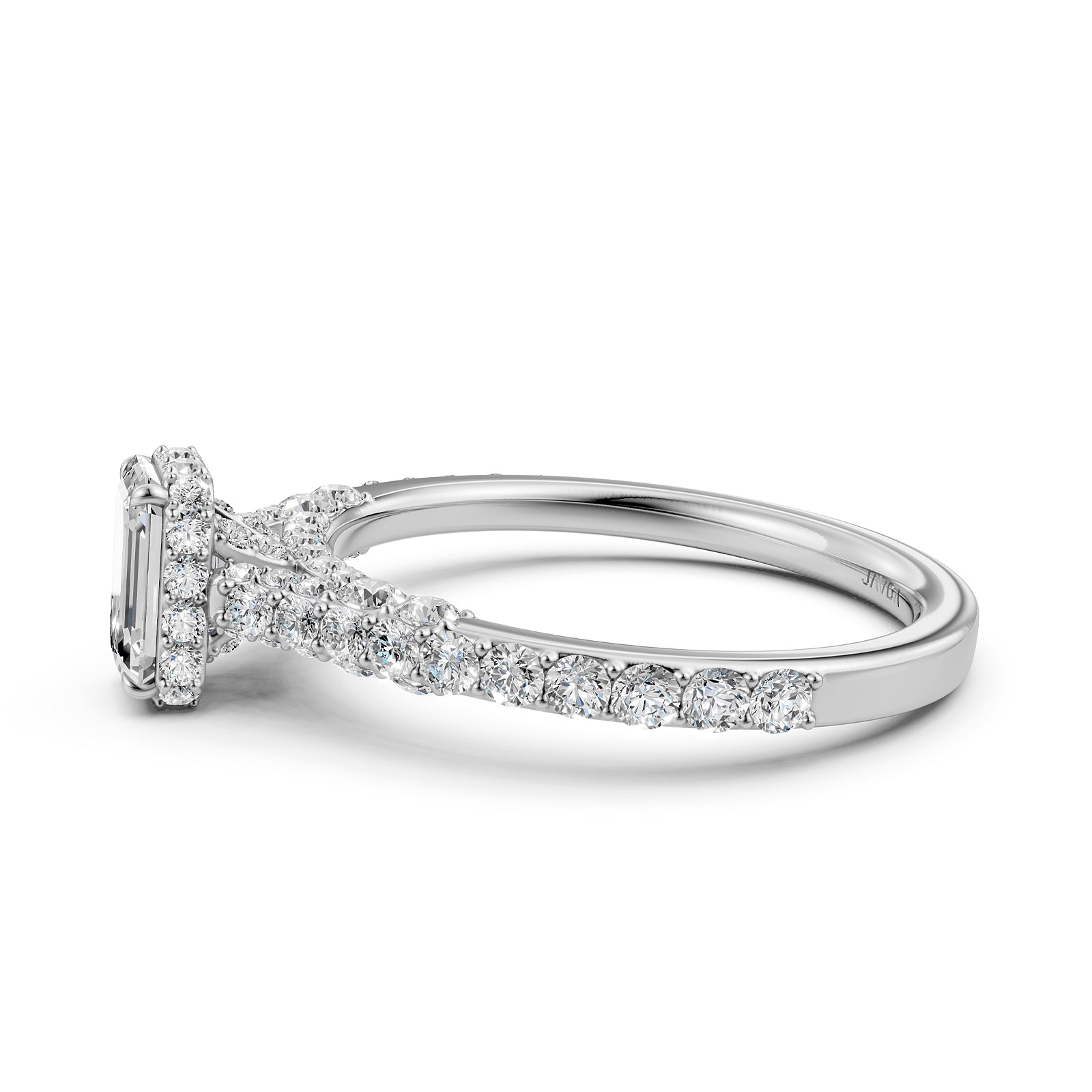 Round Lab Grown Diamond Engagement Pave Set Ring 1.15 Ctw