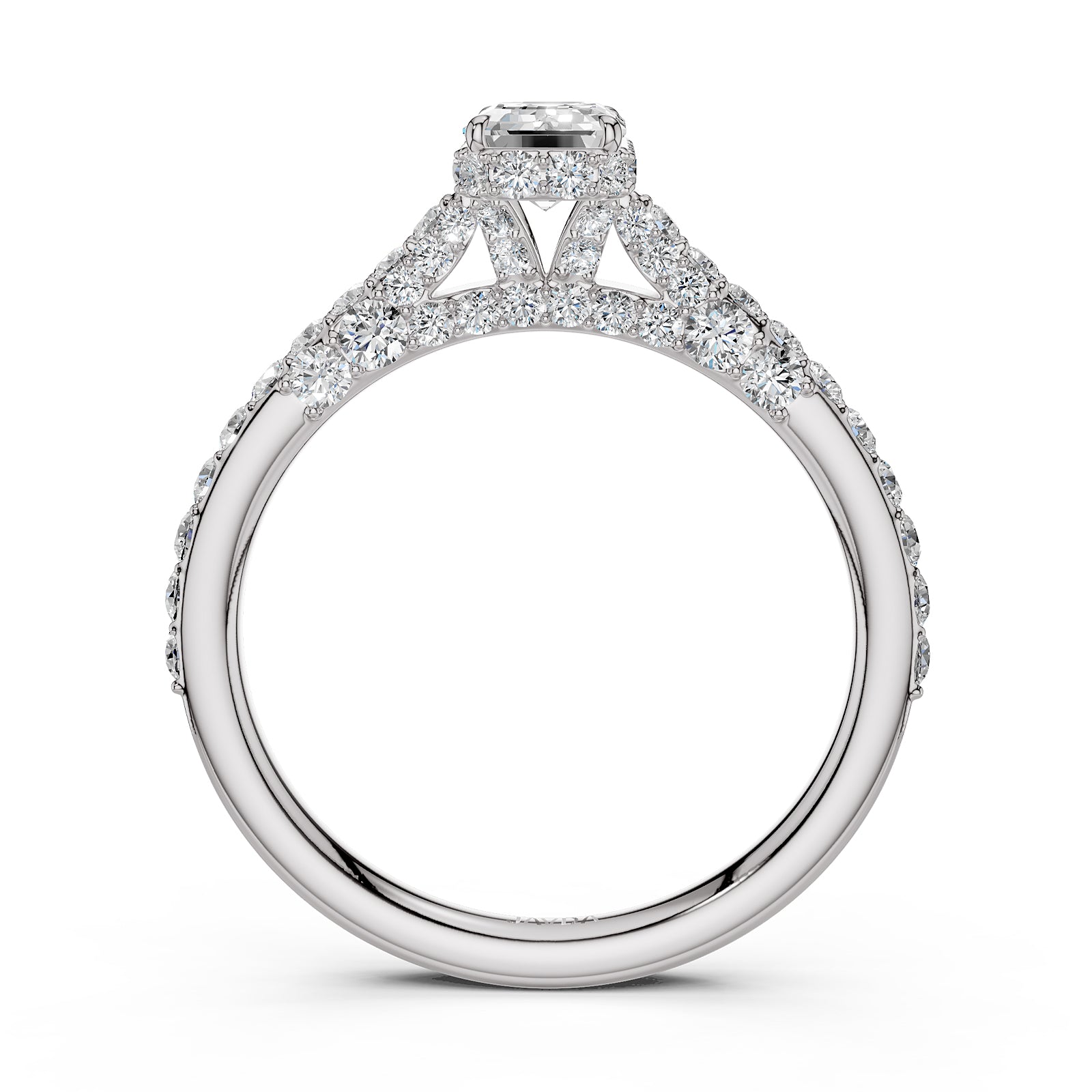 Round Lab Grown Diamond Engagement Pave Set Ring 1.15 Ctw