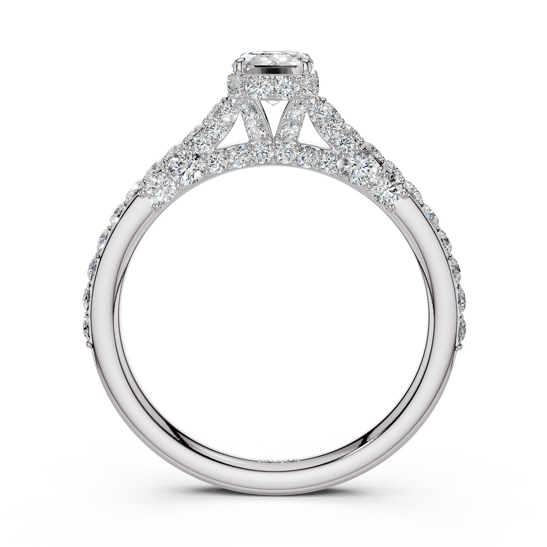 Round Lab Grown Diamond Engagement Pave Set Ring 1.15 Ctw