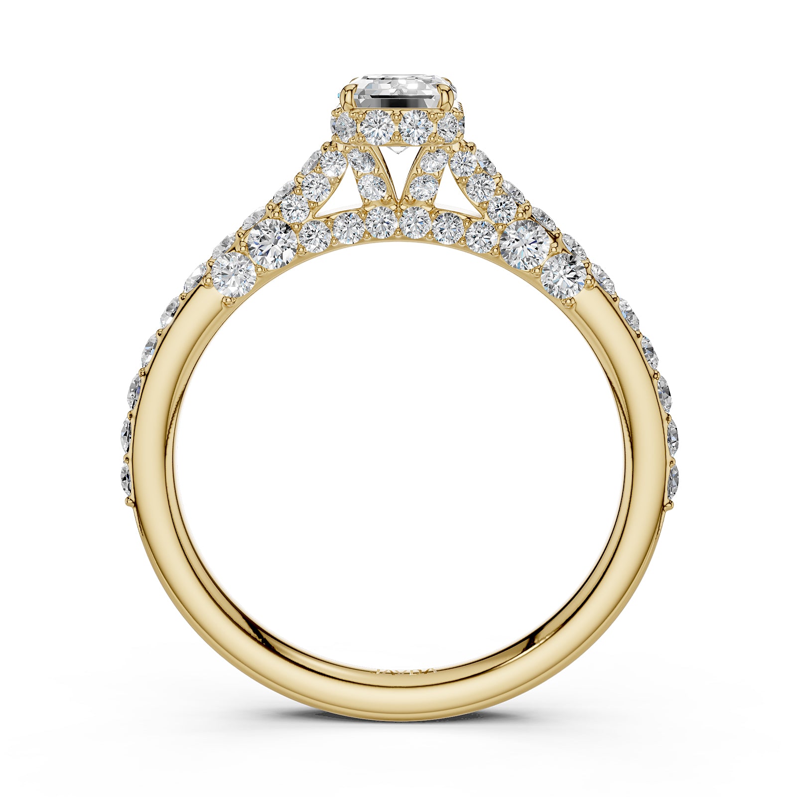 Emerald Women's Lab Grown Diamond Engagement Pave Set Ring