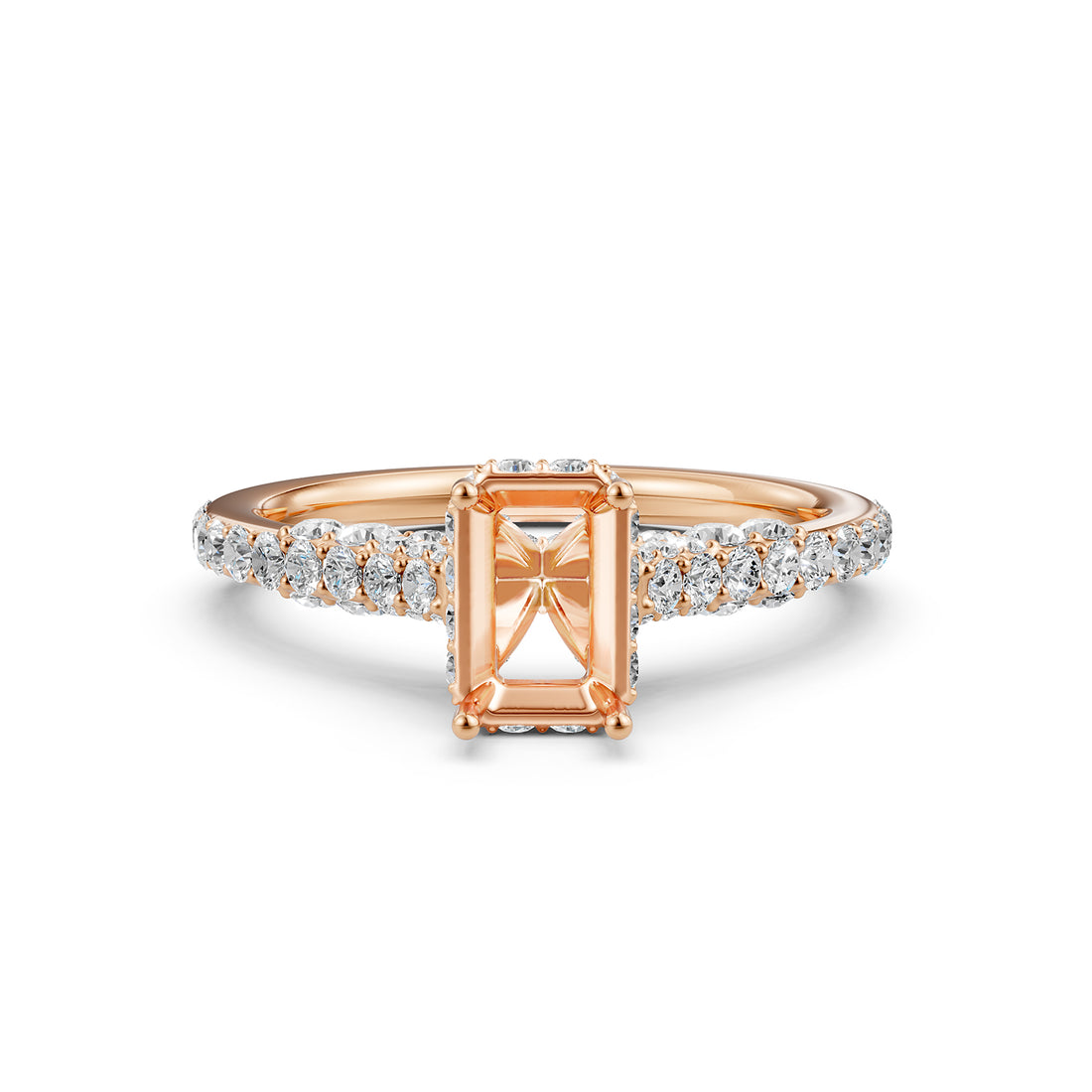 Round Lab Grown Diamond Pave Engagement Ring Semi Mount | 0.65 Ct | R21902R