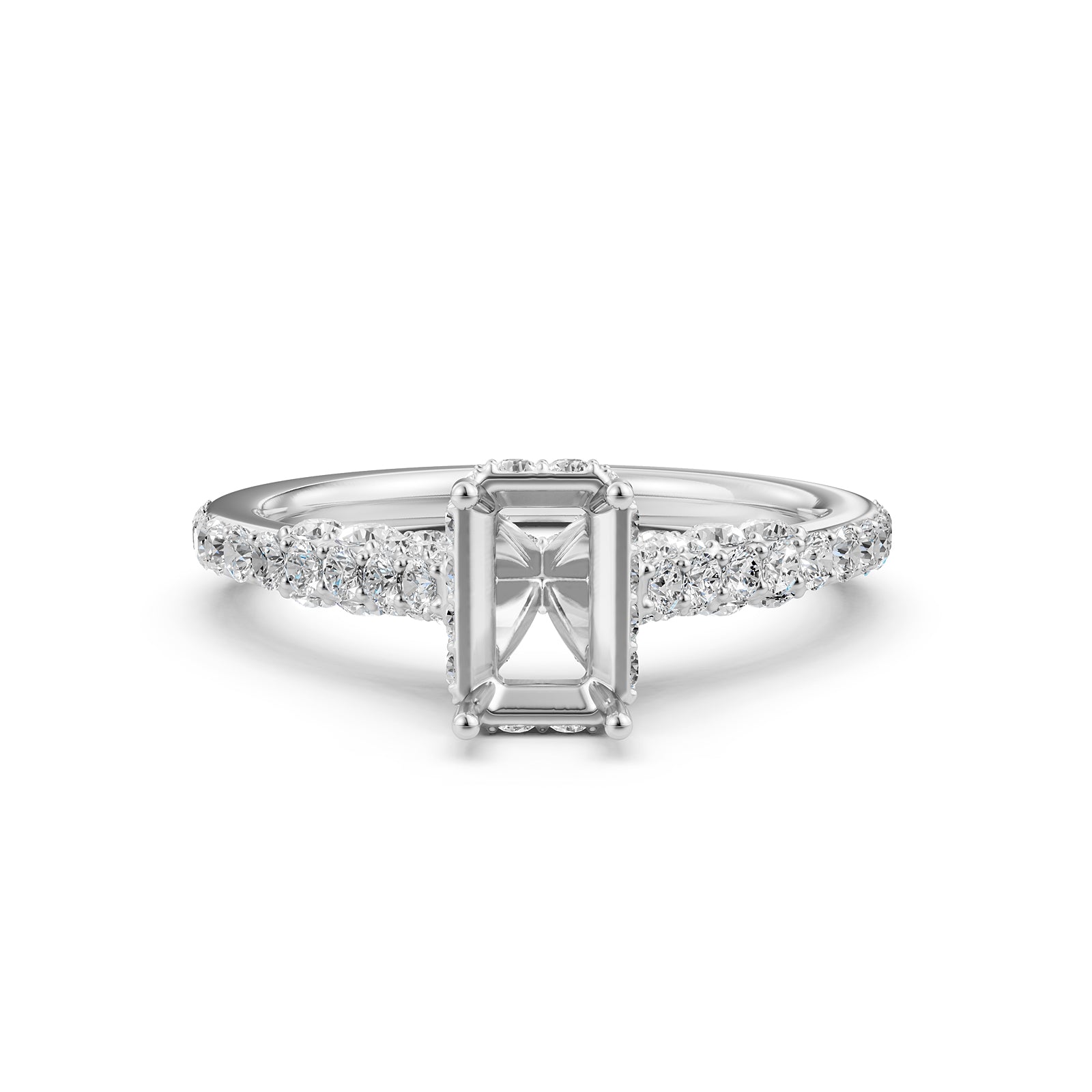 Round Lab Grown Diamond Pave Engagement Ring Semi Mount | 0.65 Ct | R21902R