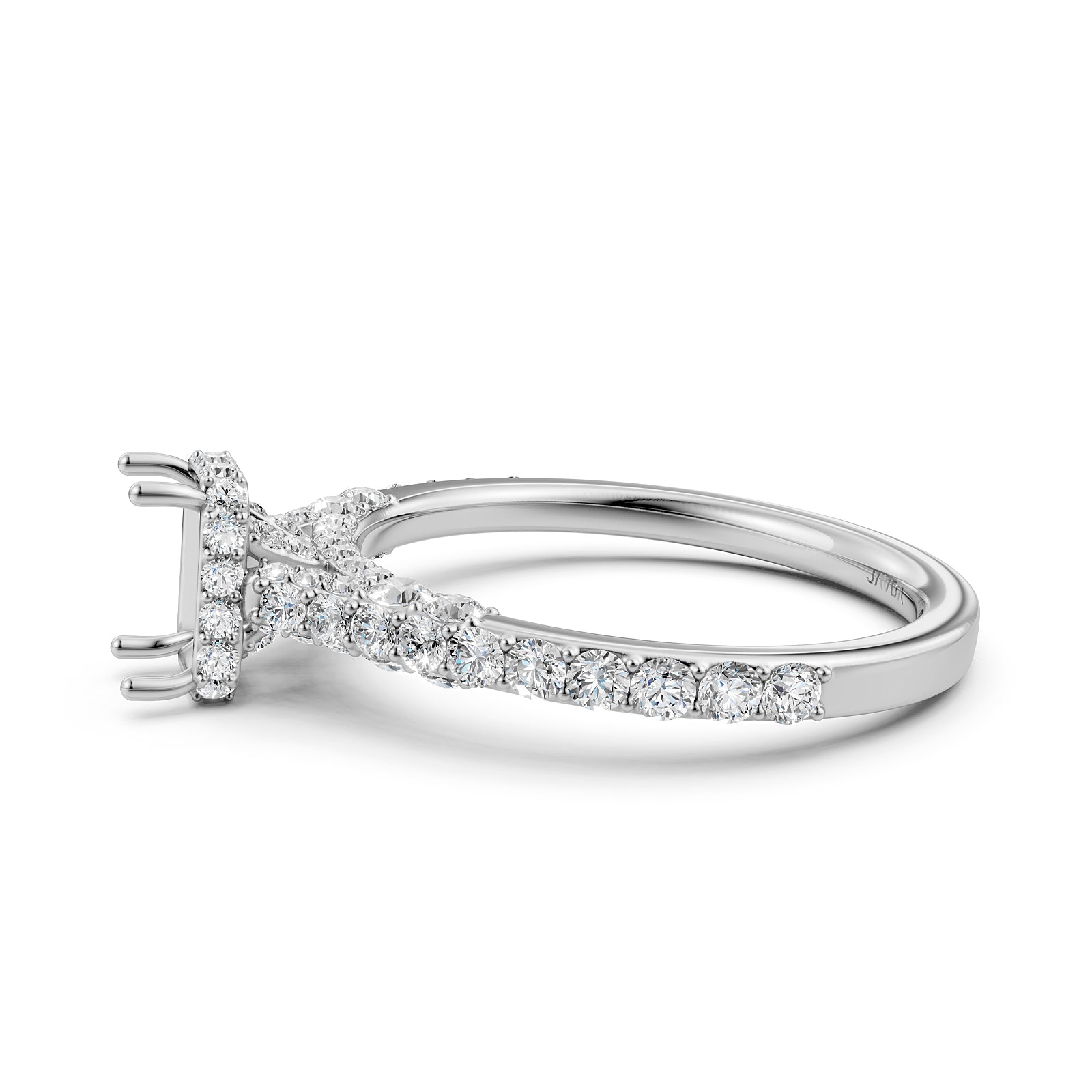 Round Lab Grown Diamond Pave Engagement Ring Semi Mount | 0.65 Ct | R21902R