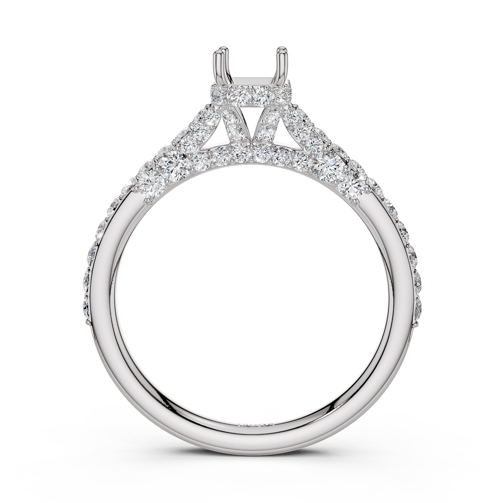 Round Lab Grown Diamond Pave Engagement Ring Semi Mount | 0.65 Ct | R21902R