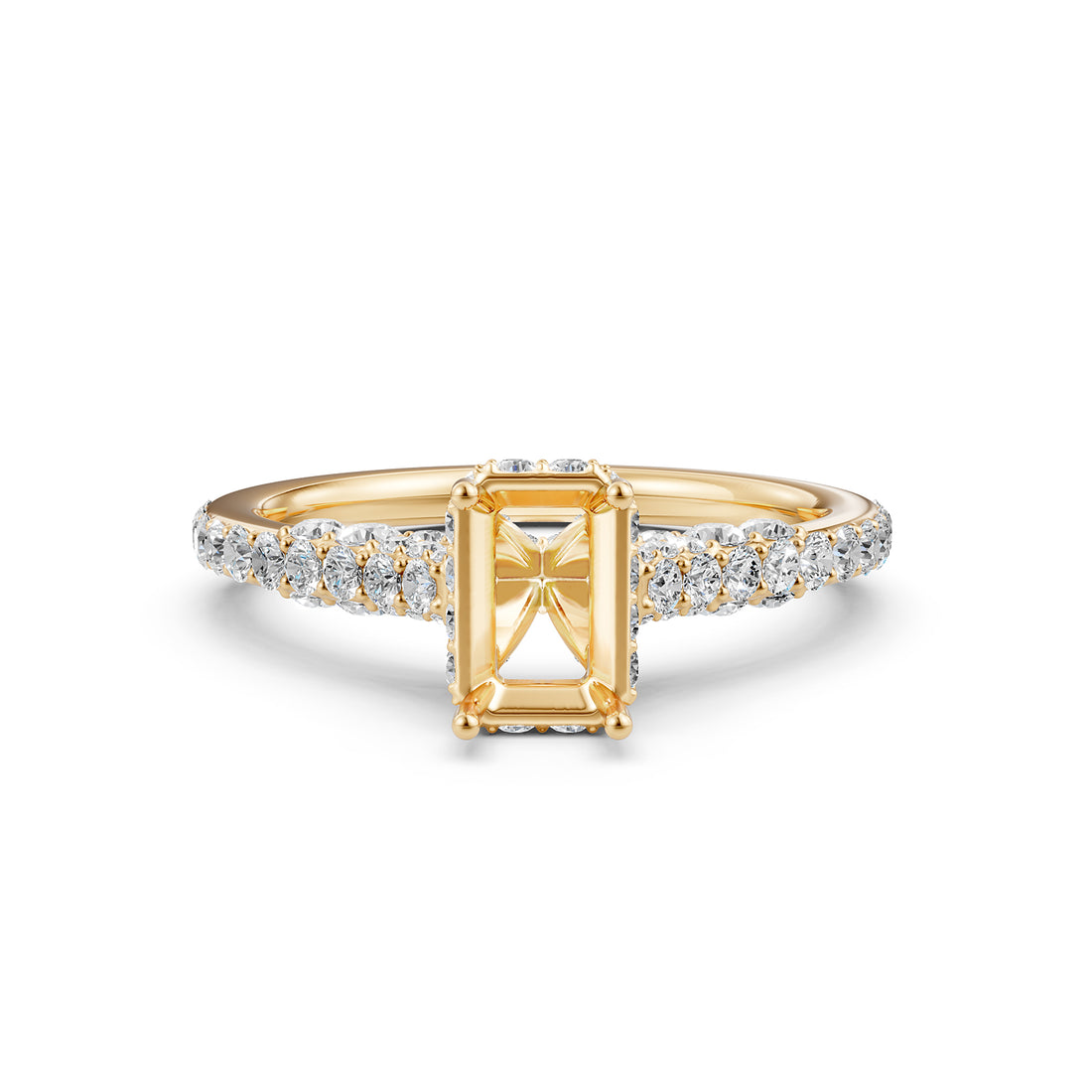 Round Lab Grown Diamond Pave Engagement Ring Semi Mount | 0.65 Ct | R21902R