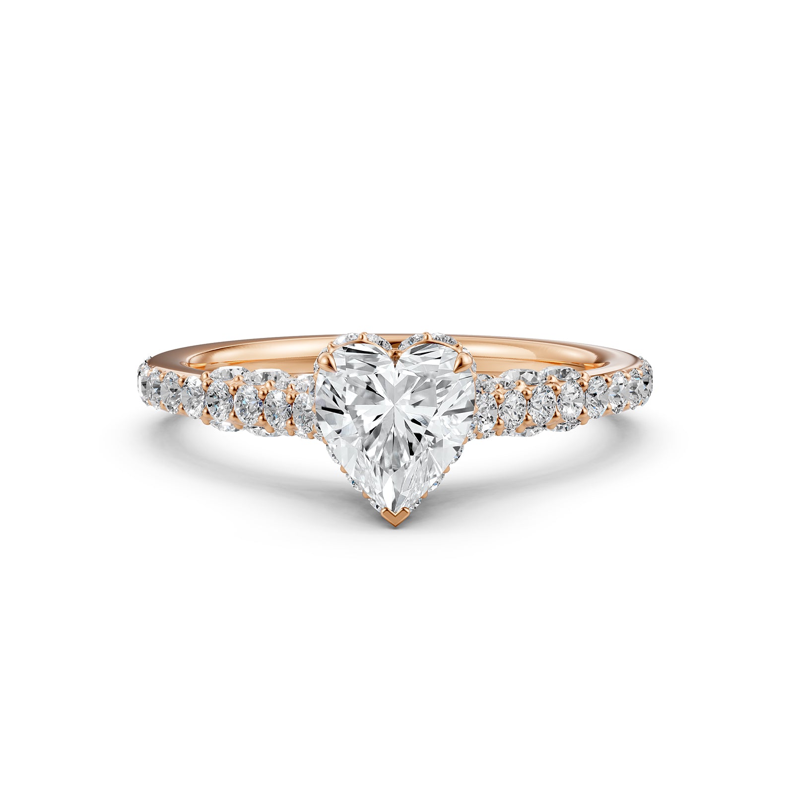 Round Lab Grown Diamond Engagement Pave Set Ring 1.15 Ctw