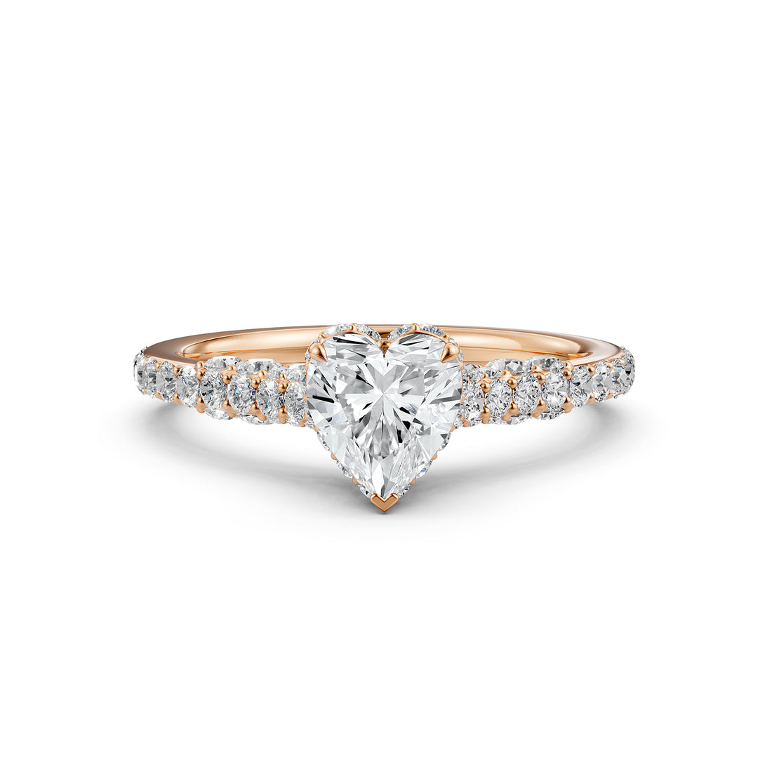 Round Lab Grown Diamond Engagement Pave Set Ring 1.15 Ctw