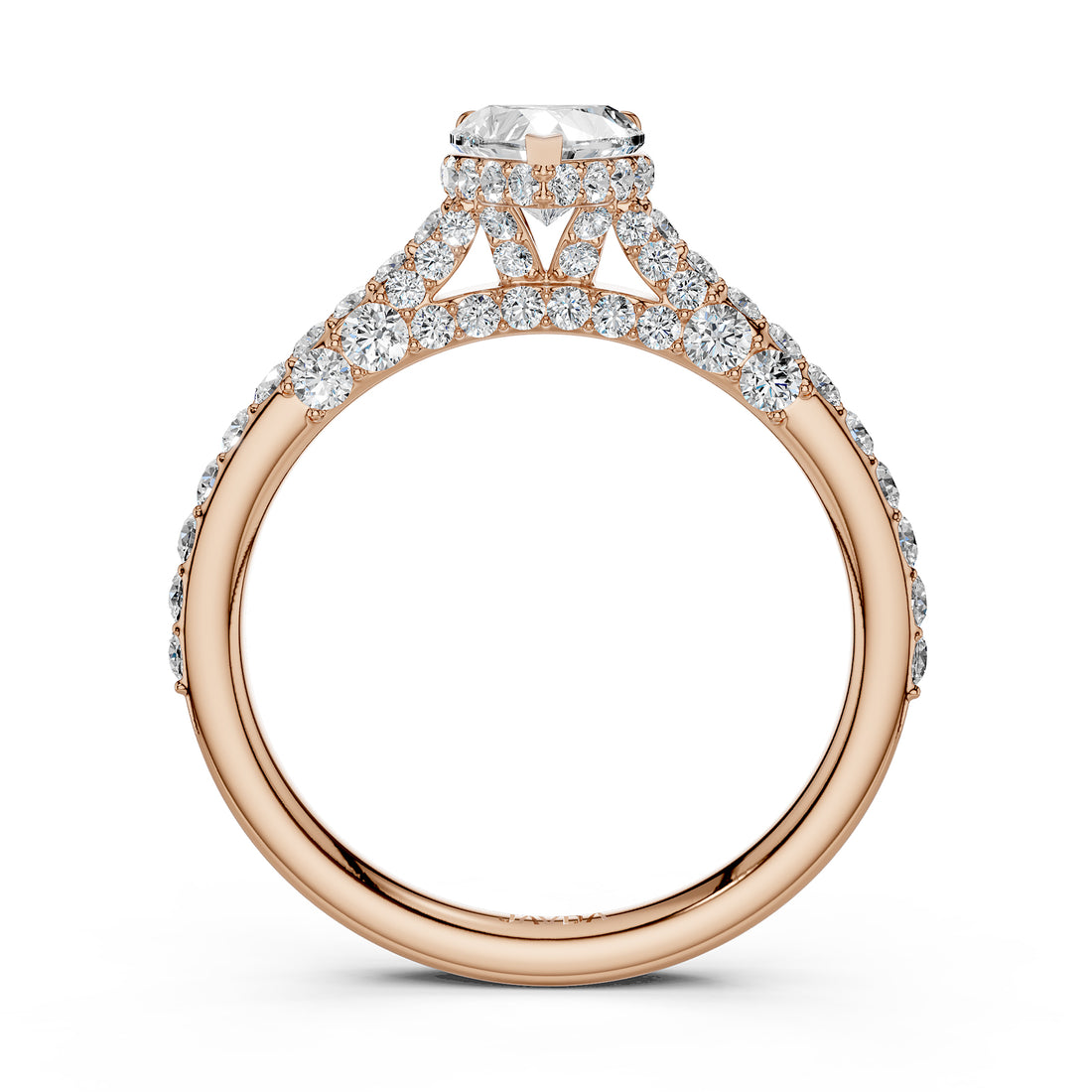 Round Lab Grown Diamond Engagement Pave Set Ring 1.15 Ctw