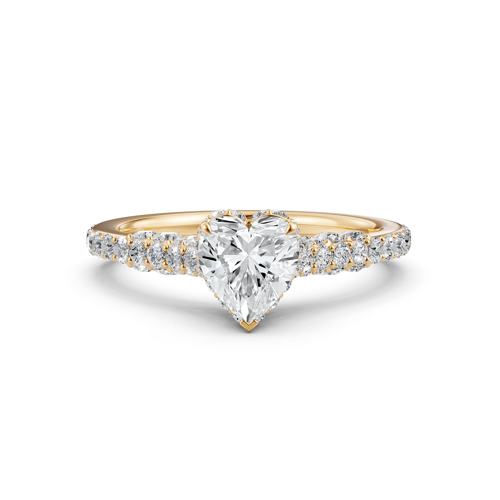 Round Lab Grown Diamond Engagement Pave Set Ring 1.15 Ctw