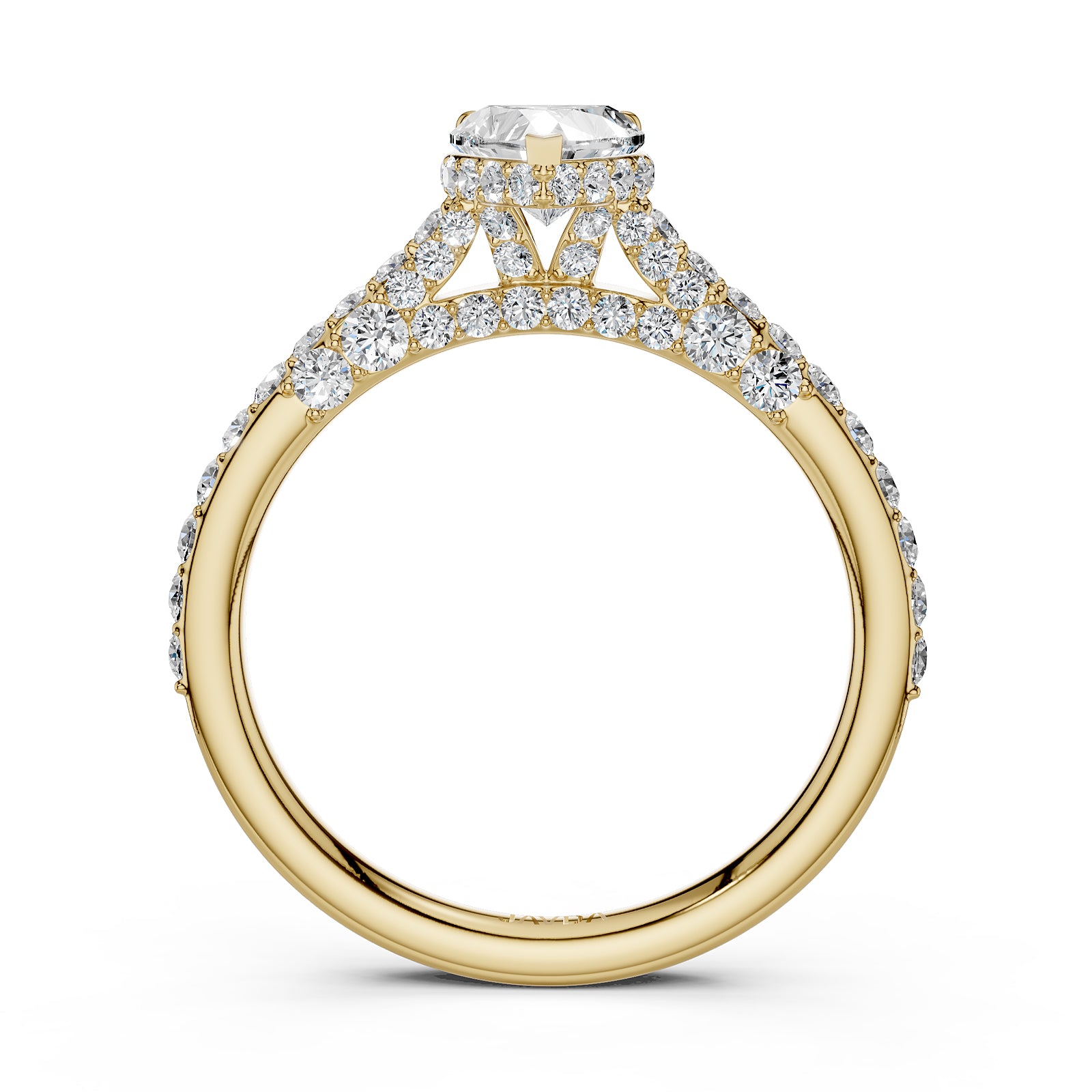 Round Lab Grown Diamond Engagement Pave Set Ring 1.15 Ctw