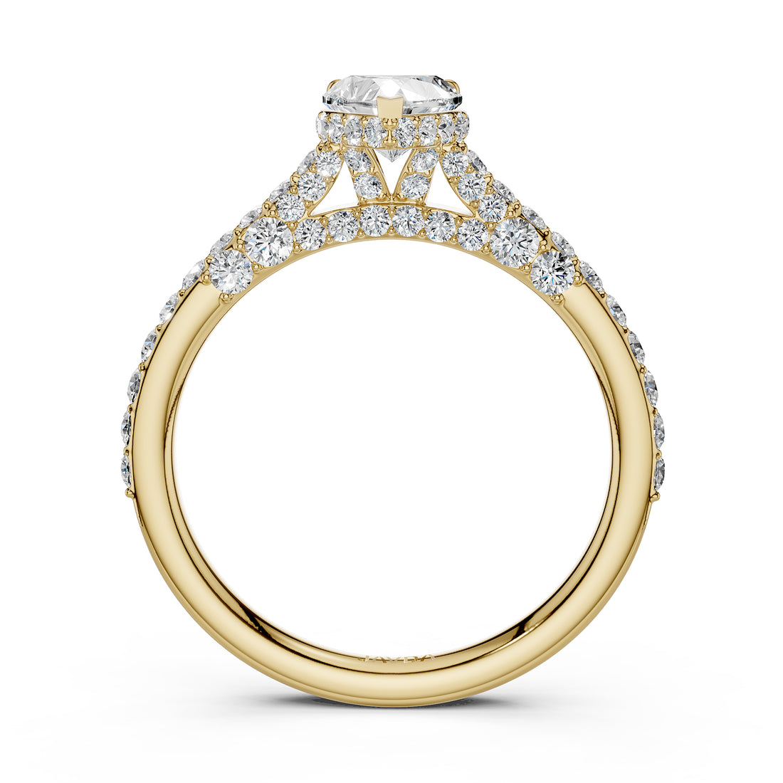 Round Lab Grown Diamond Engagement Pave Set Ring 1.15 Ctw