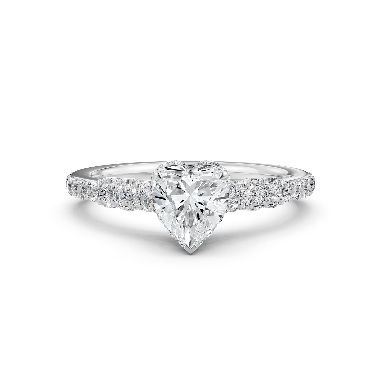 Round Lab Grown Diamond Engagement Pave Set Ring 1.15 Ctw