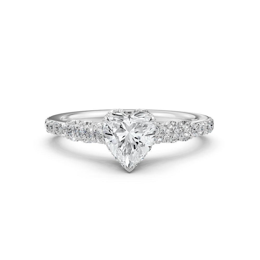 Heart Women's Lab Grown Diamond Engagement Pave Set Ring